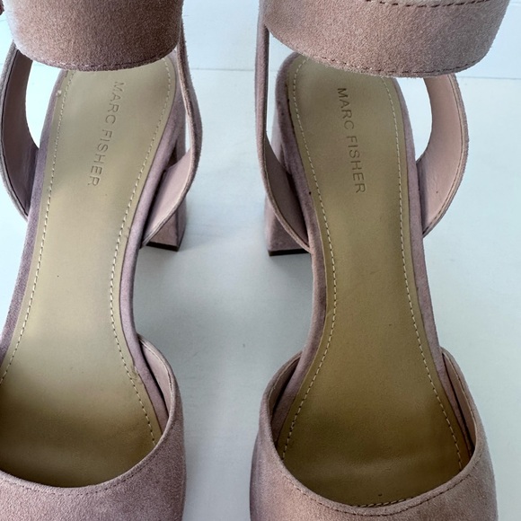 Marc Fisher Meliza Platform Block Heel Sandal Suede Blush Pink - Size 9 - Picture 7 of 10